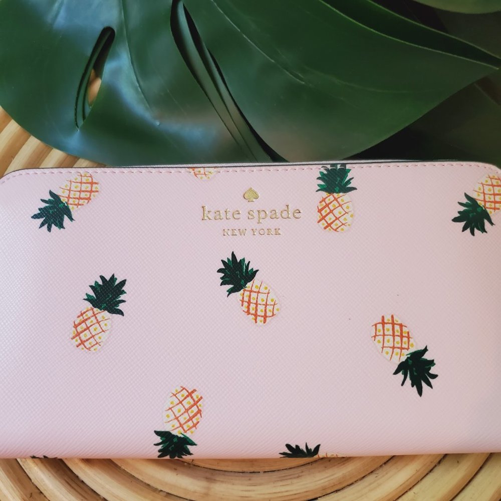 🆕 Kate Spade Pineapple Marlee Large Continental Wallet Light Pink Yellow - Picture 3 of 6